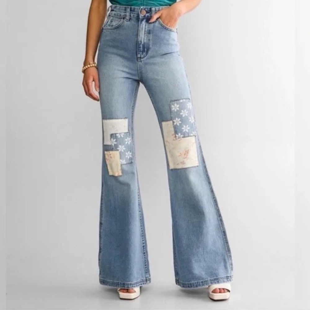 Wrangler X Billabong high rise patchwork jeans